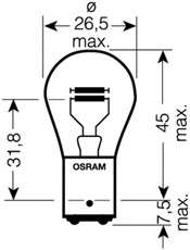 P21/5W 12V 21/5W záliv 15D lampa